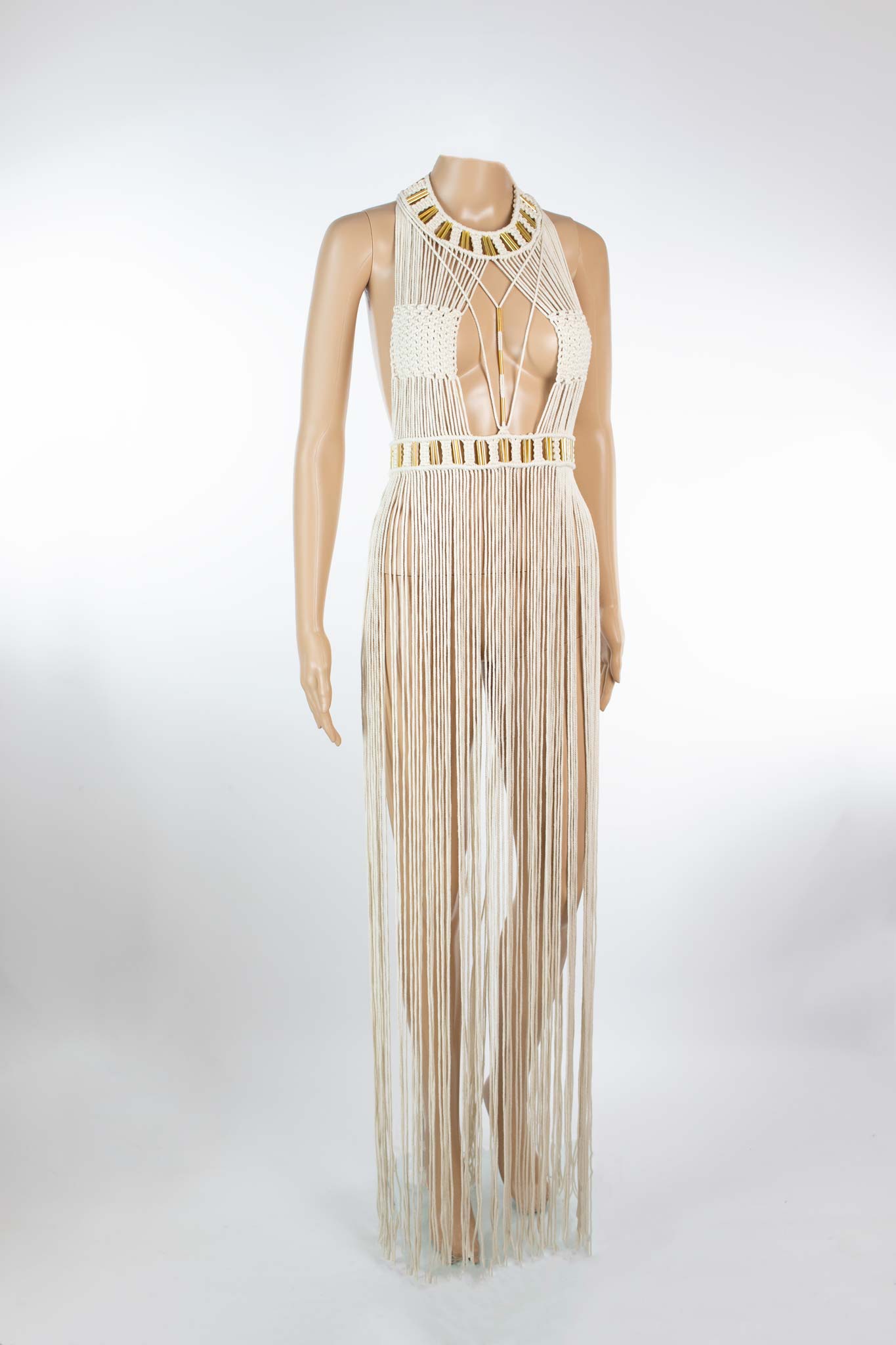 white and gold boho dress Golden Hour Maxi Dress