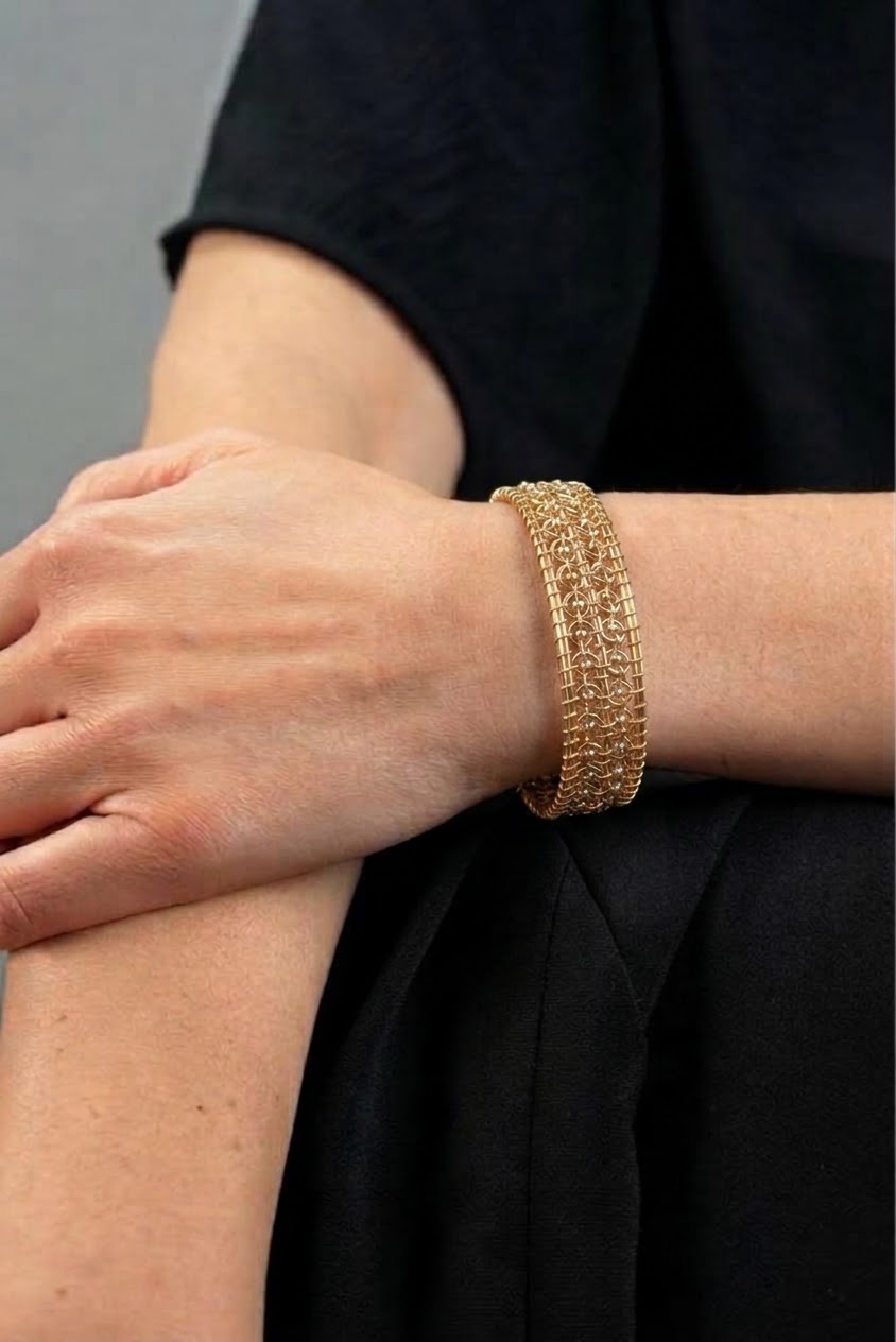 Bracelet Mini Classic modèle S doré & perles. 