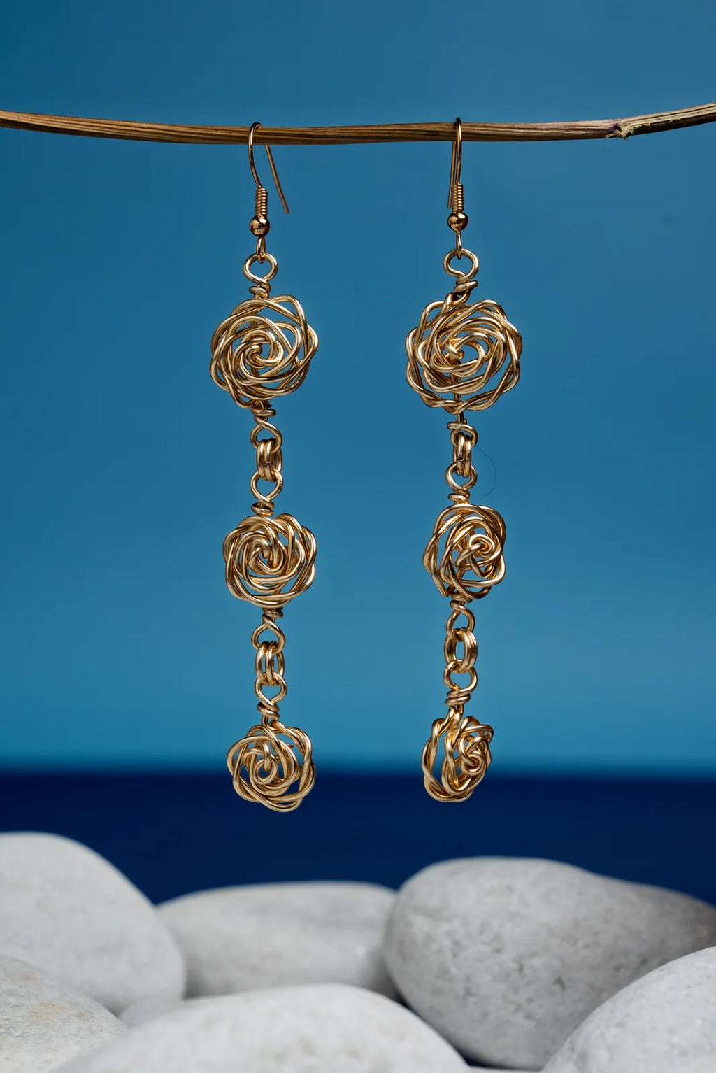 Boucles d’oreilles Les Roses modèle L doré 