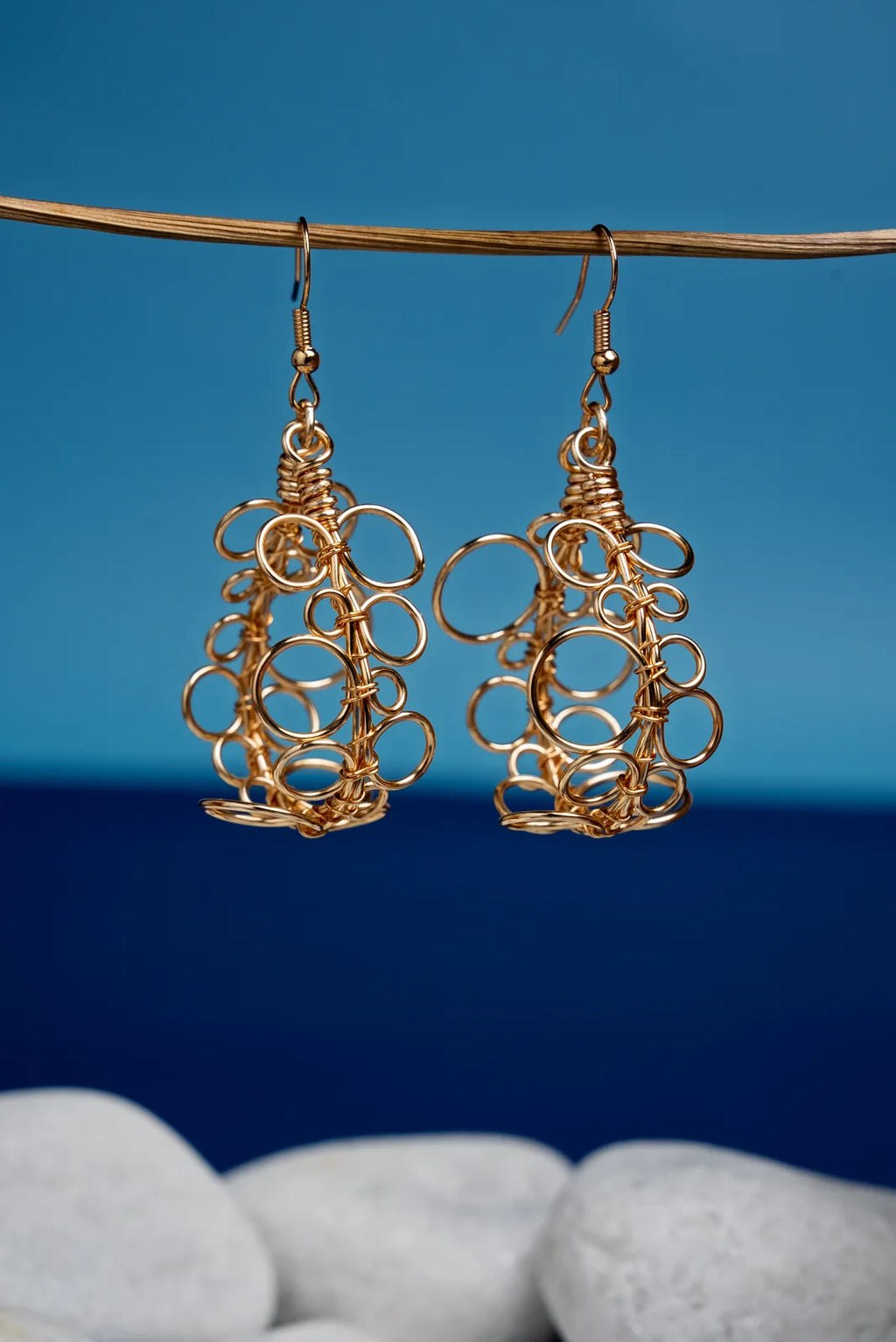 Boucles d’oreilles Bubbles modèle L doré 
