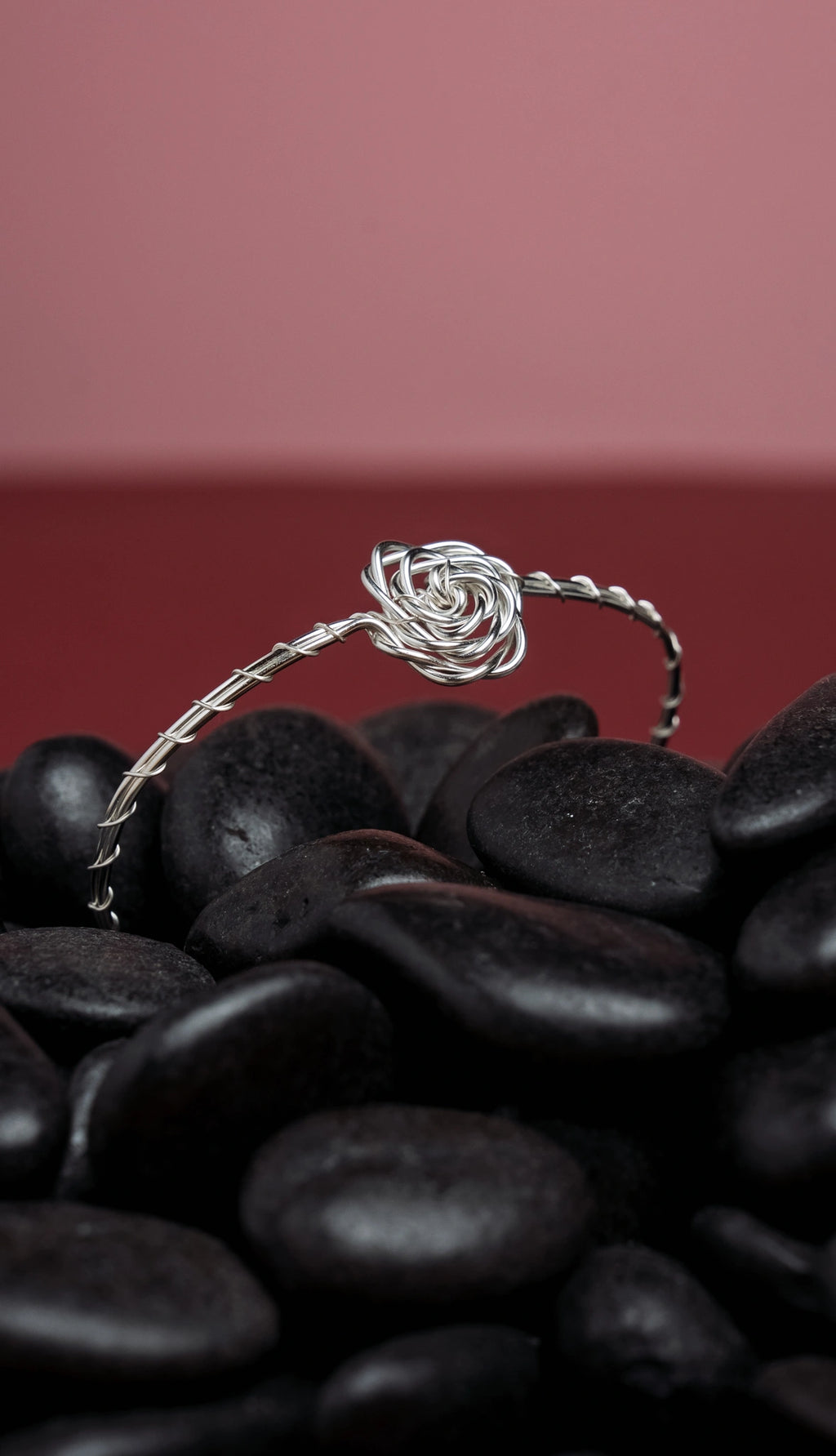 Bracelet jonc « ROSE » silvered