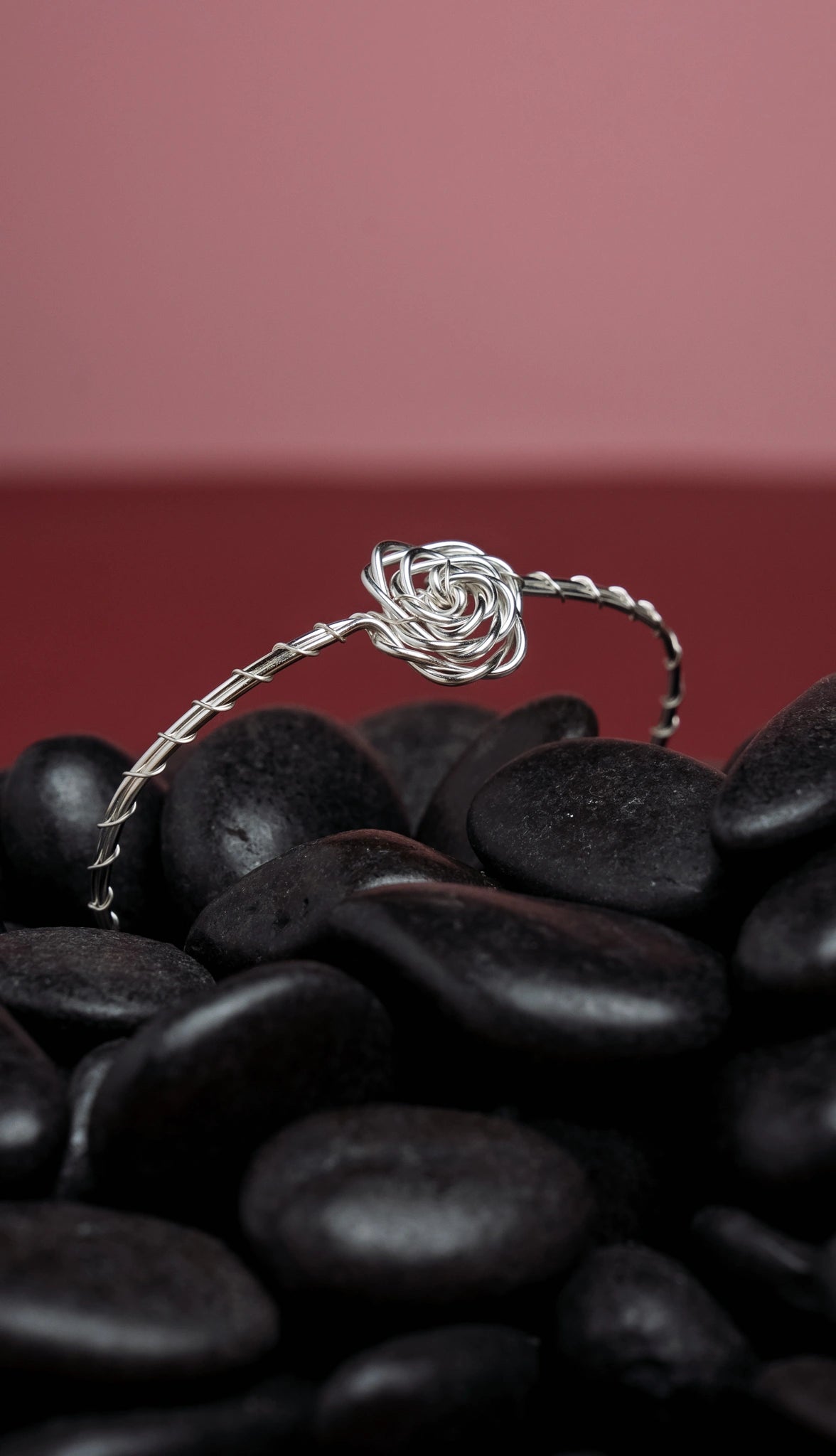 Bracelet jonc « ROSE » silvered