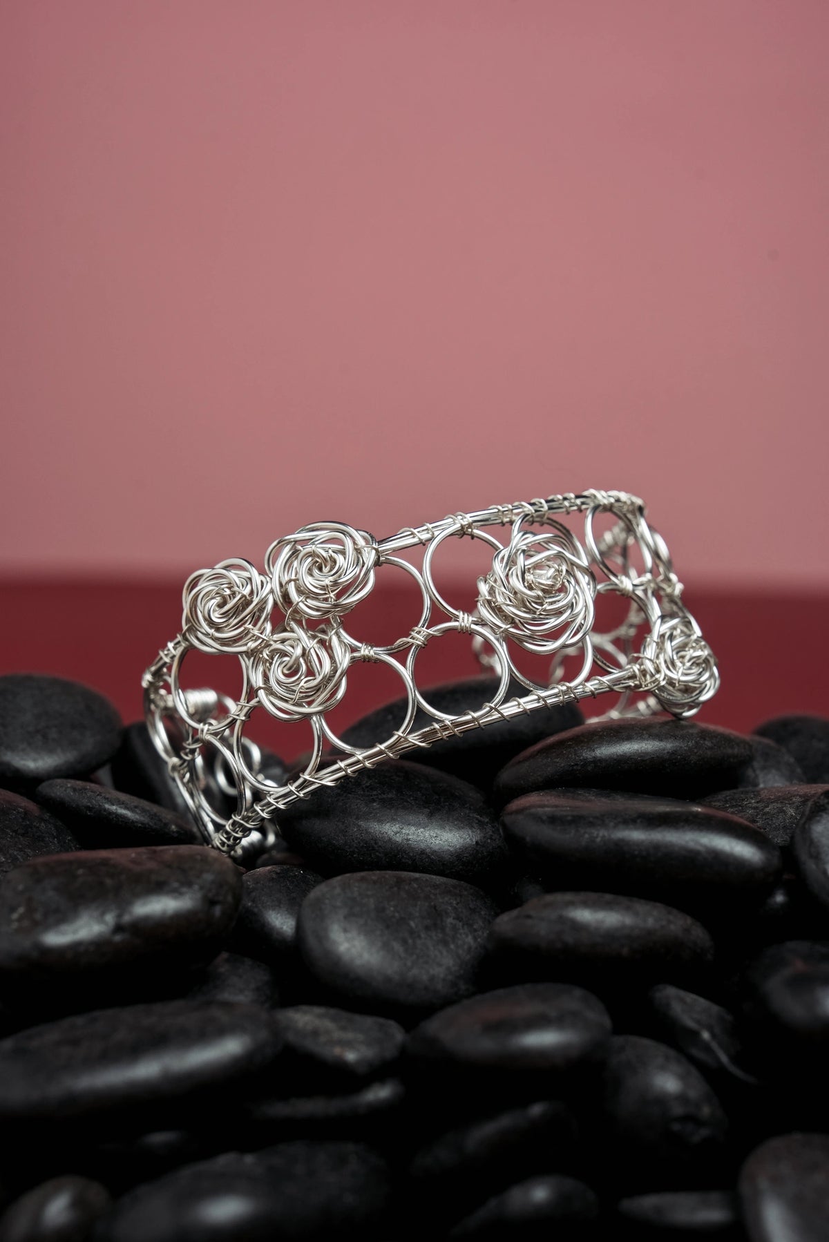 Bracelet Les Roses - Les Audacieuses modèle 5 roses argenté