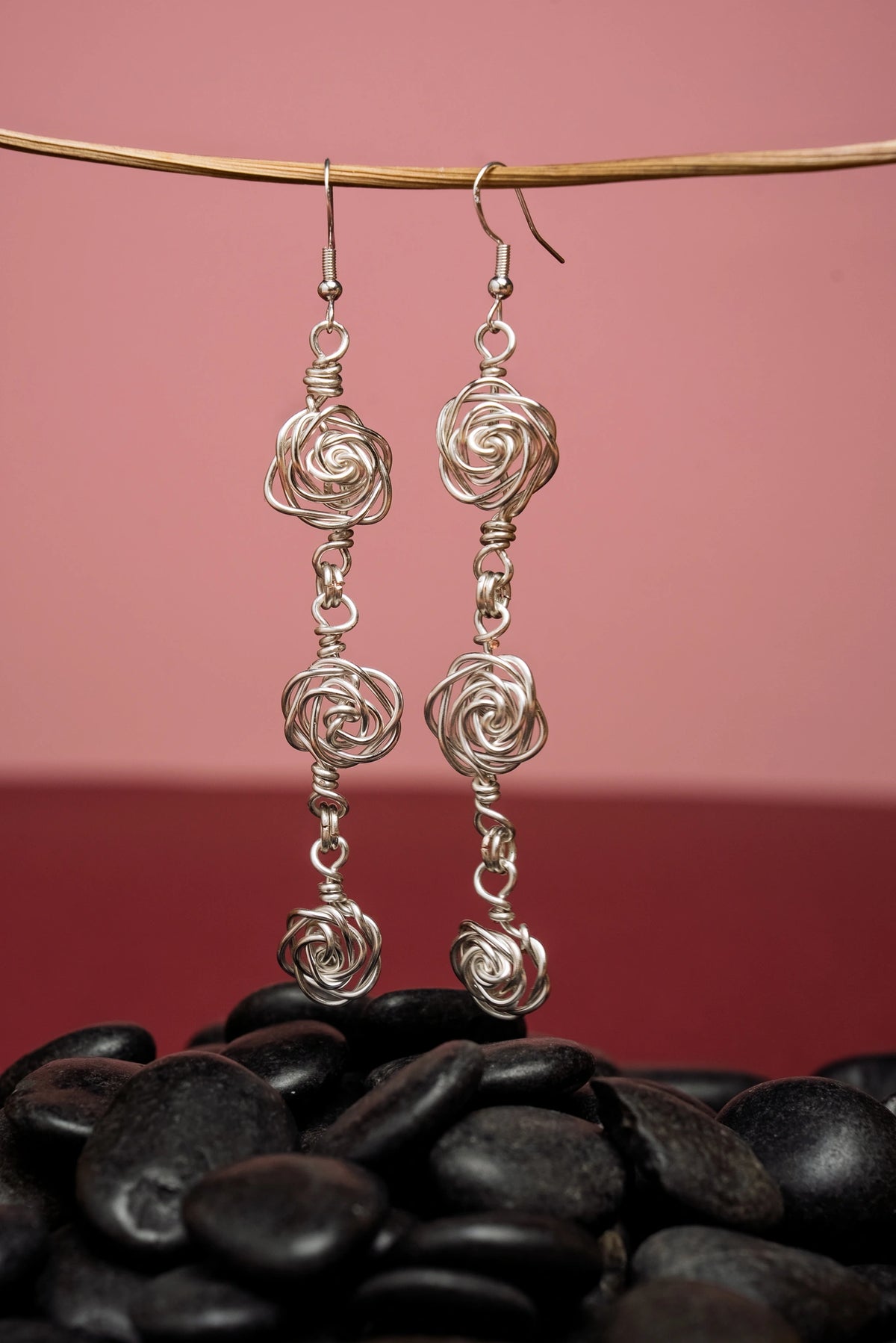 Boucles d’oreilles Les Roses modèle L argenté 