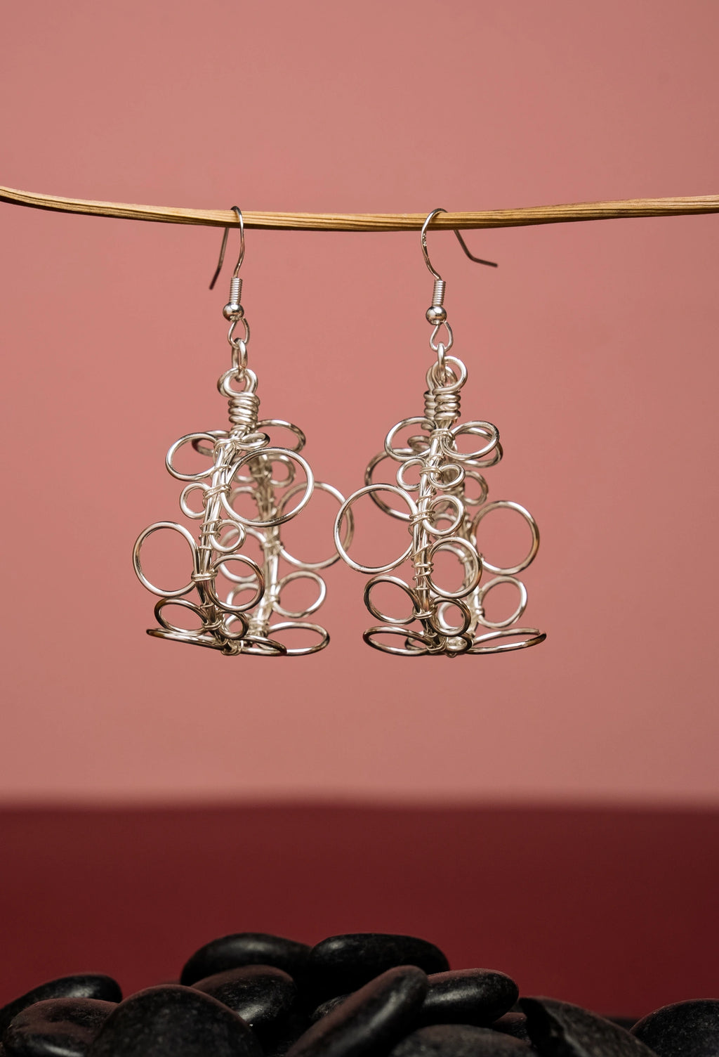 Bubbles Earrings model L silvered