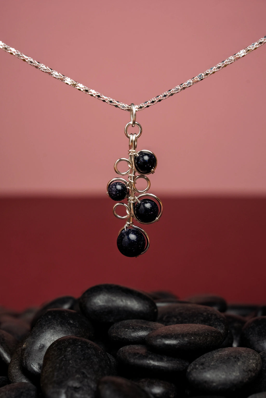 « BUBBLES » necklace Model M silvered