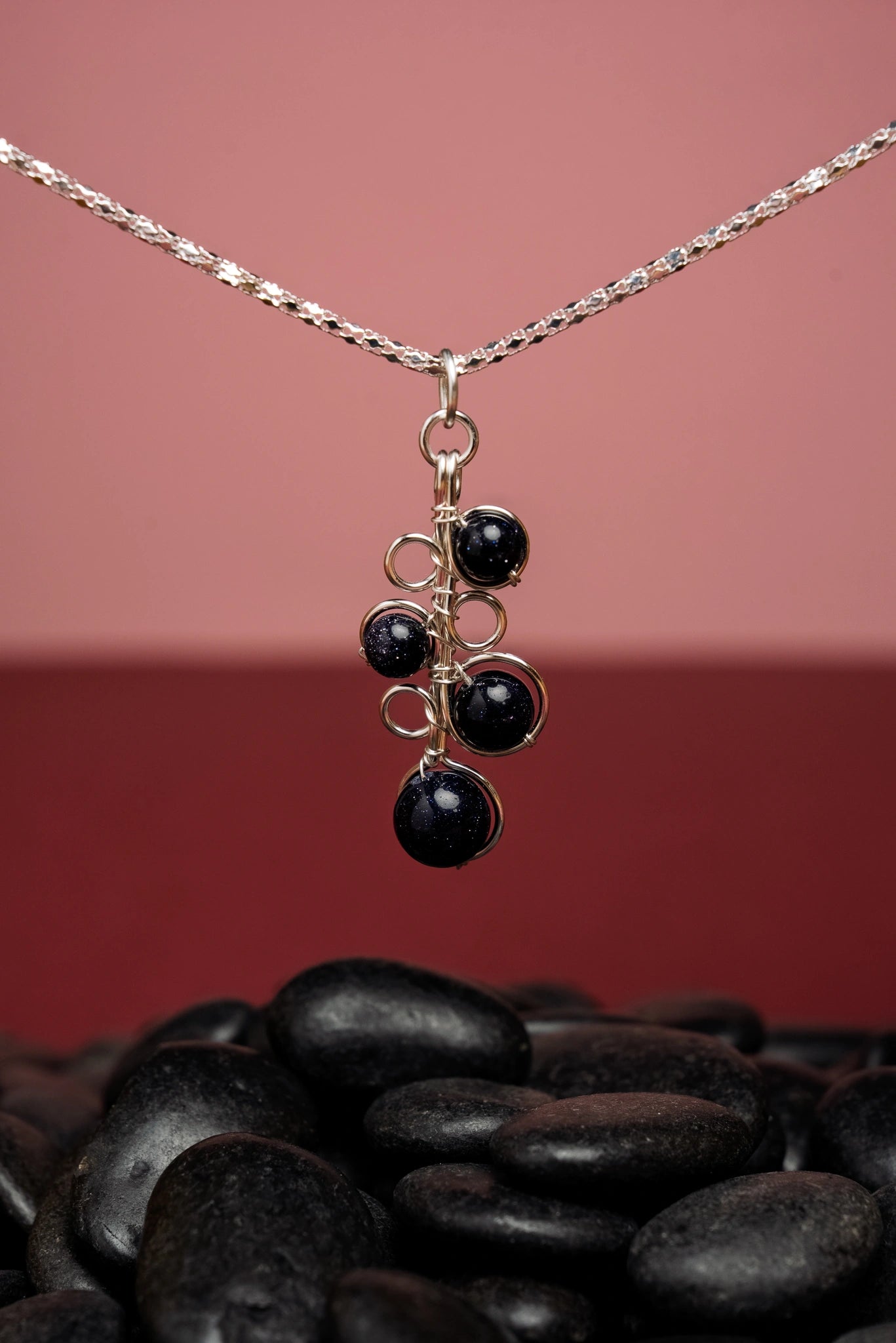 « BUBBLES » necklace Model M silvered