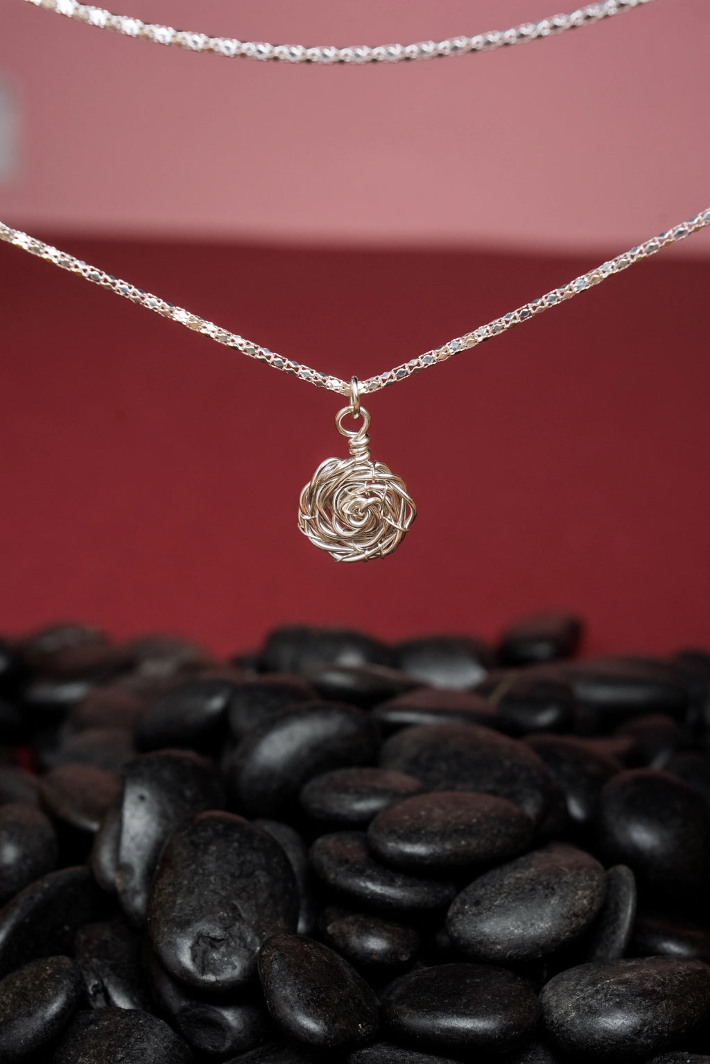 « ROSES » collier modèle S argenté 