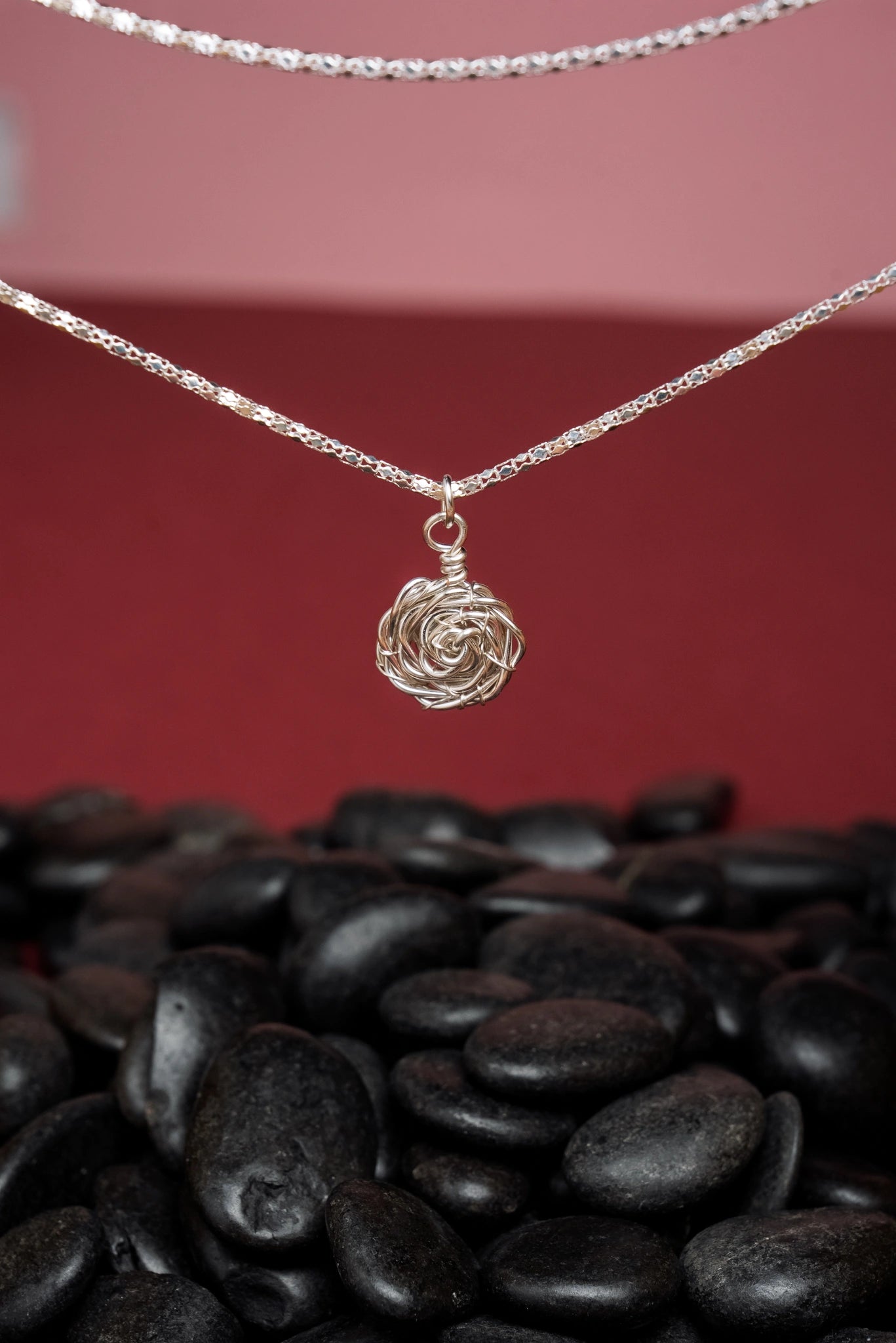 « ROSES » collier modèle S argenté 