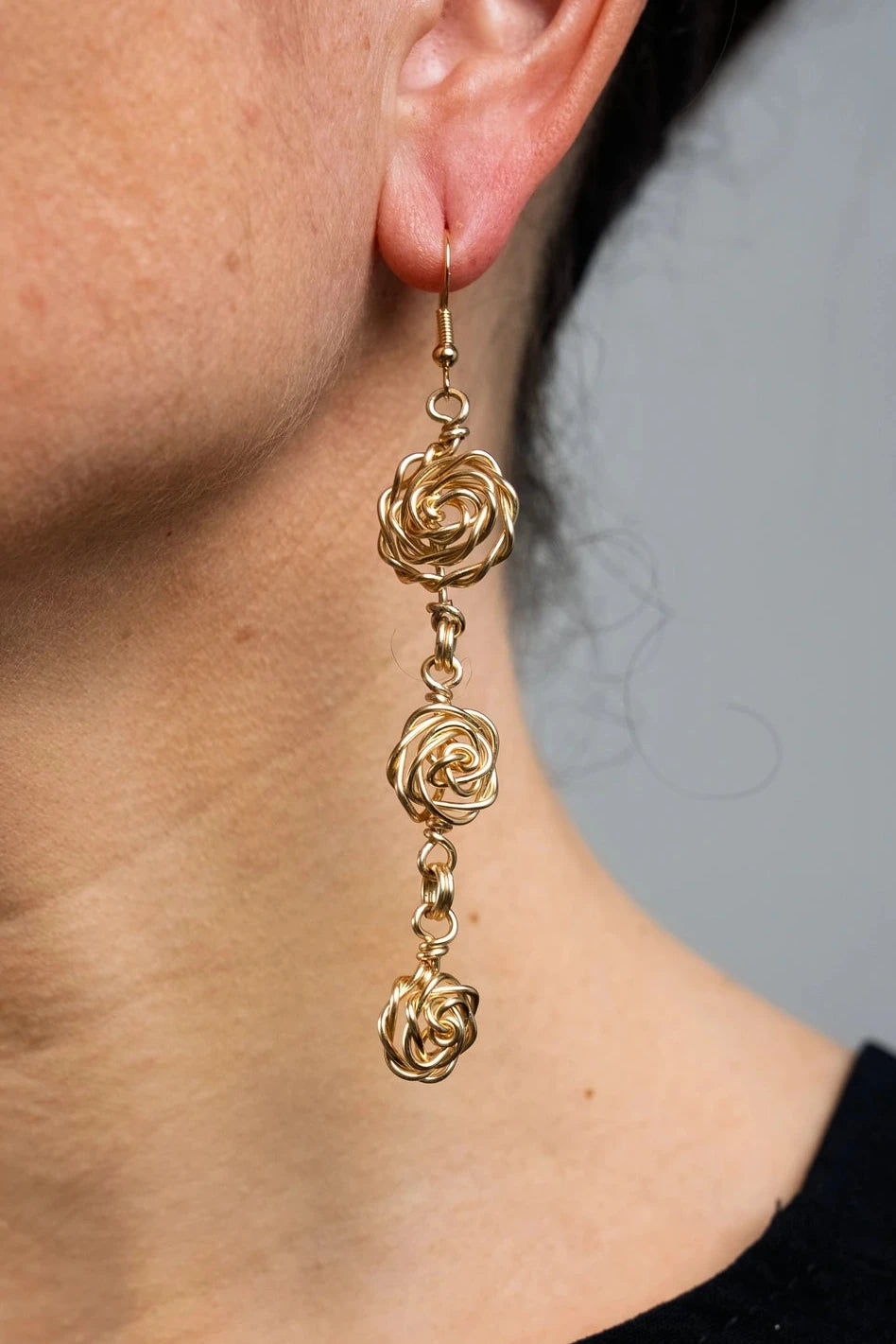 Boucles d’oreilles Les Roses modèle L doré 