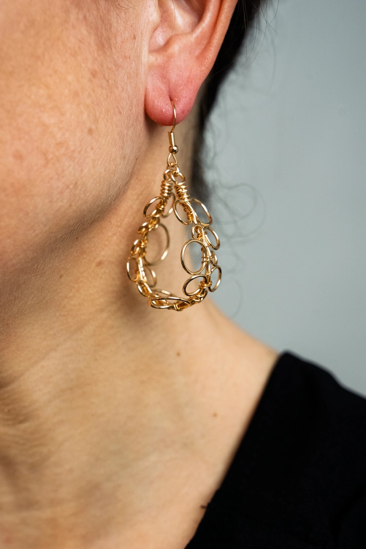 Boucles d’oreilles Bubbles modèle L doré 