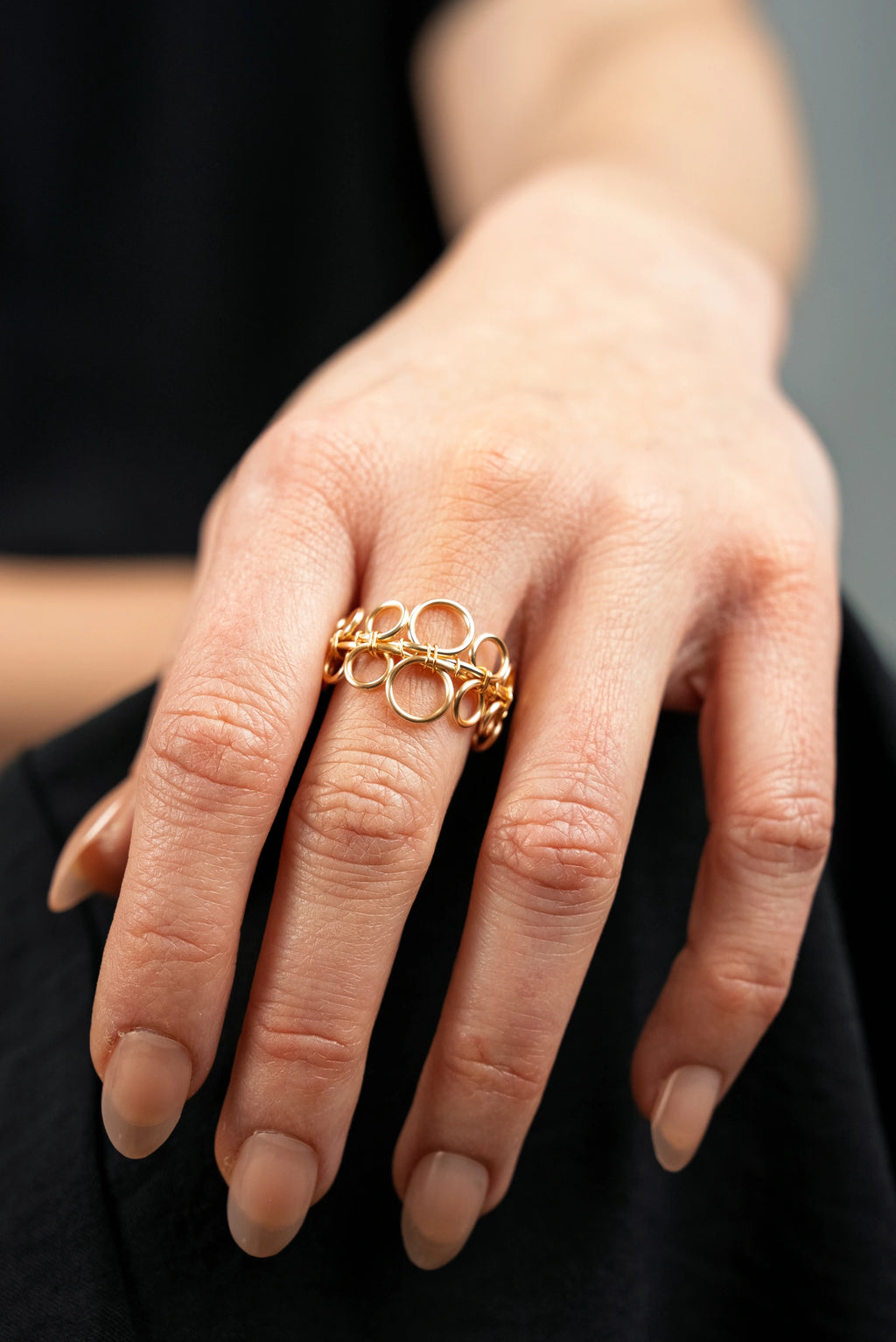 « BUBBLES » bague modèle L doré 