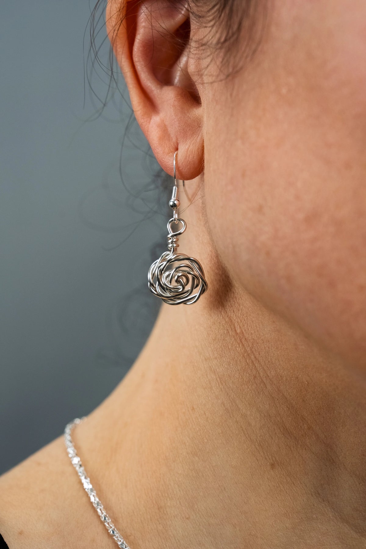 Boucles d’oreilles Les Roses modèle S argenté