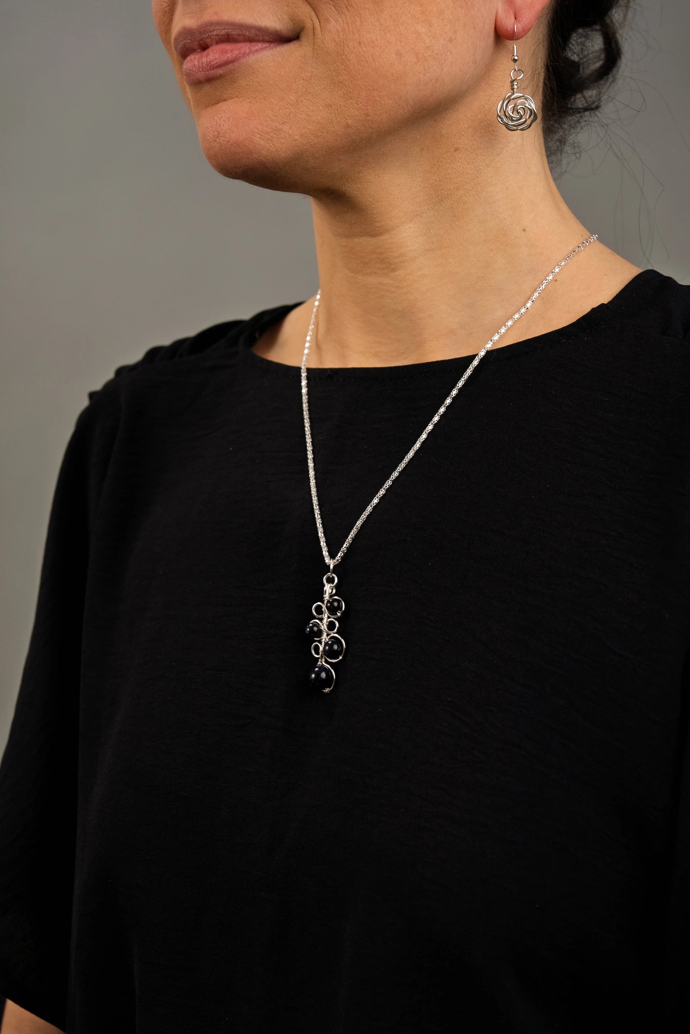« BUBBLES » necklace Model M silvered