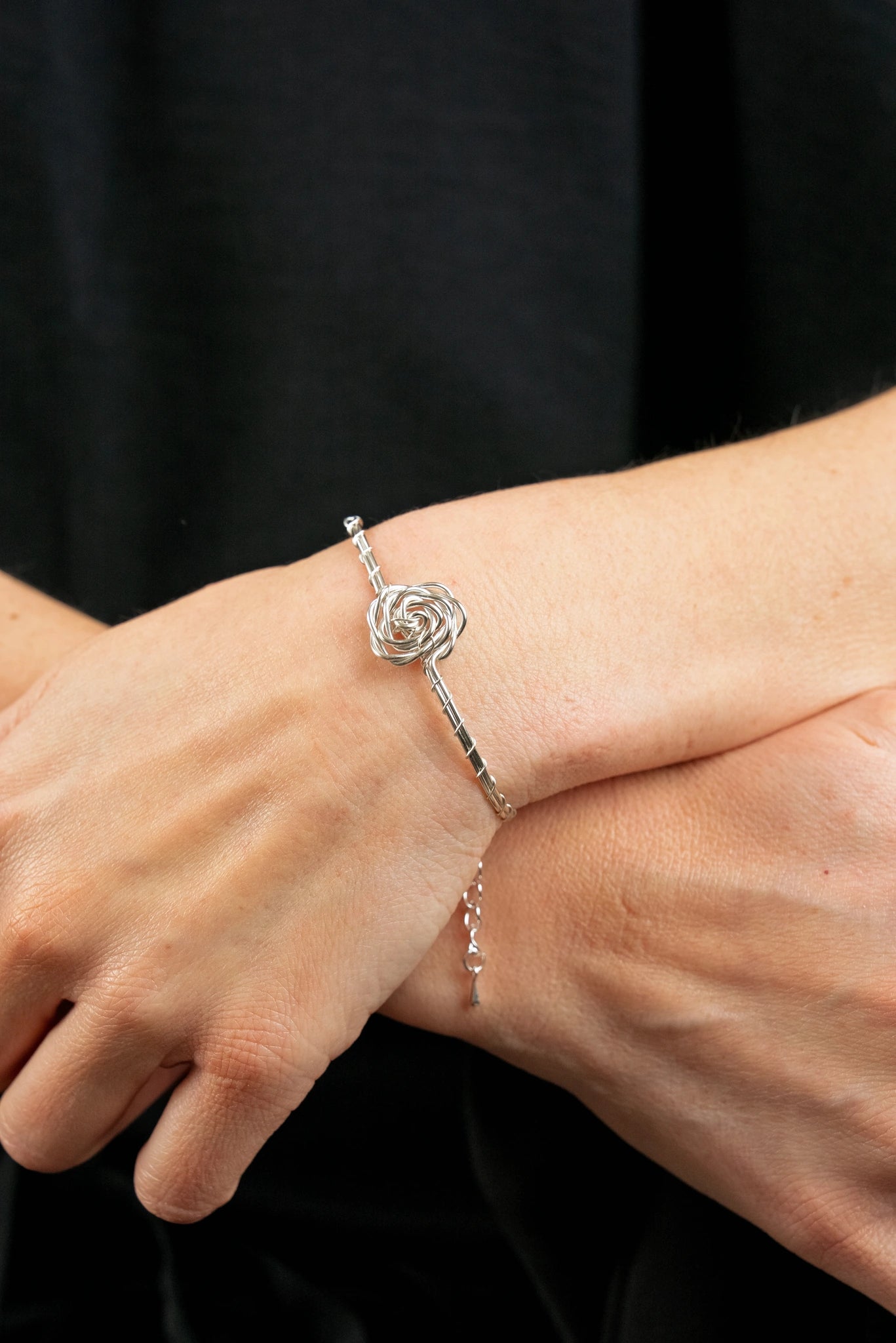 Bracelet jonc « ROSE » silvered