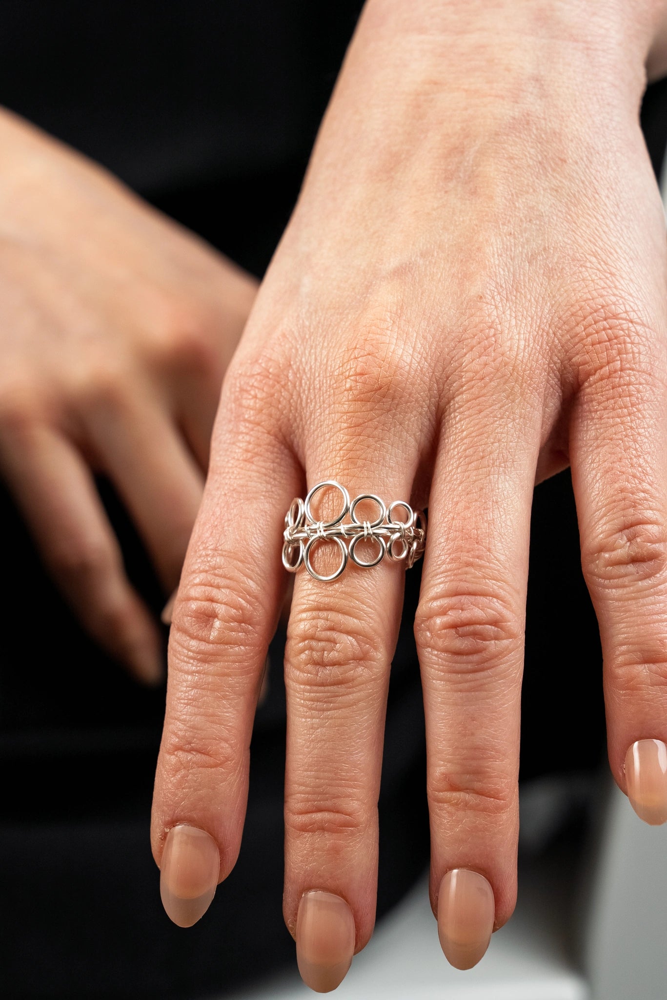 « BUBBLES » ring Model L silvered