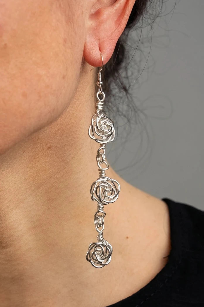Boucles d’oreilles Les Roses modèle L argenté 