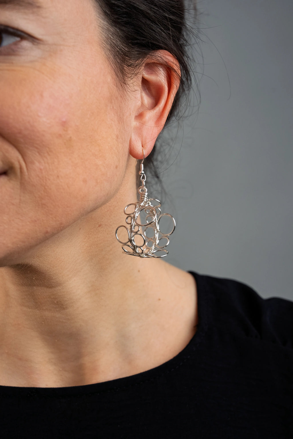 Bubbles Earrings model L silvered