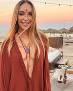 ΞLΞMΞNT Collier macrame améthyste y cristal