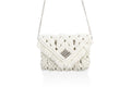 handmade Bali macrame bag pochette ecru chain zoom face