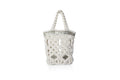 handmade bali petit modele small version luxury macrame shopper tote bag ecru version face silvered tubes