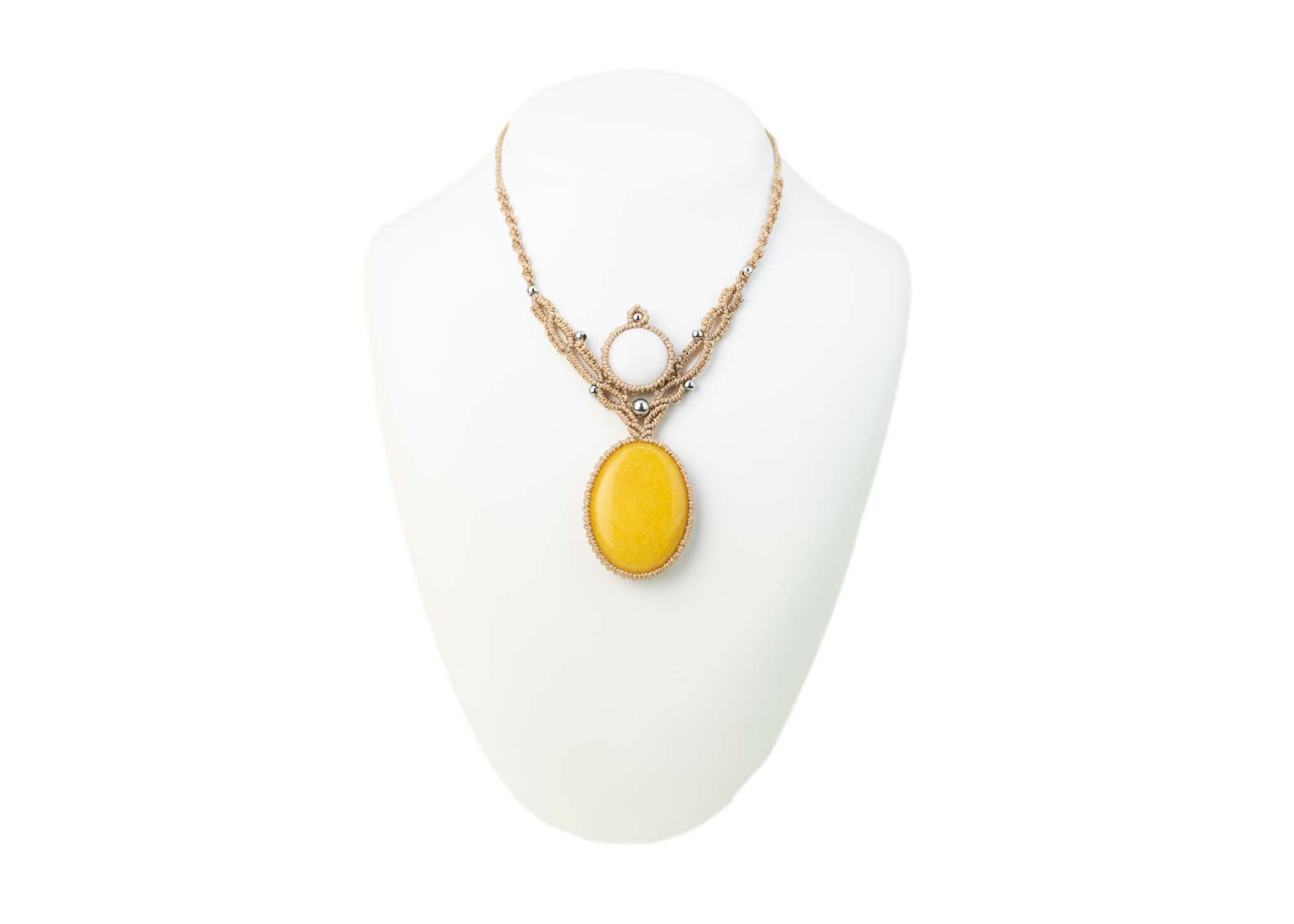 ΞLΞMΞNT Collier macrame Agathe jaune et cristal