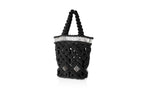 handmade bali petit modele small version luxury macrame shopper tote bag black version profil silvered tubes