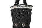 handmade bali petit modele small version luxury macrame shopper tote bag black version zoom silvered tubes line