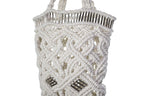 handmade bali petit modele small version luxury macrame shopper tote bag ecru version zoom line silvered tubes