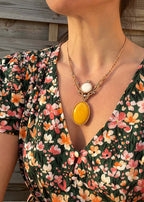 ΞLΞMΞNT Collier macrame Agathe jaune et cristal